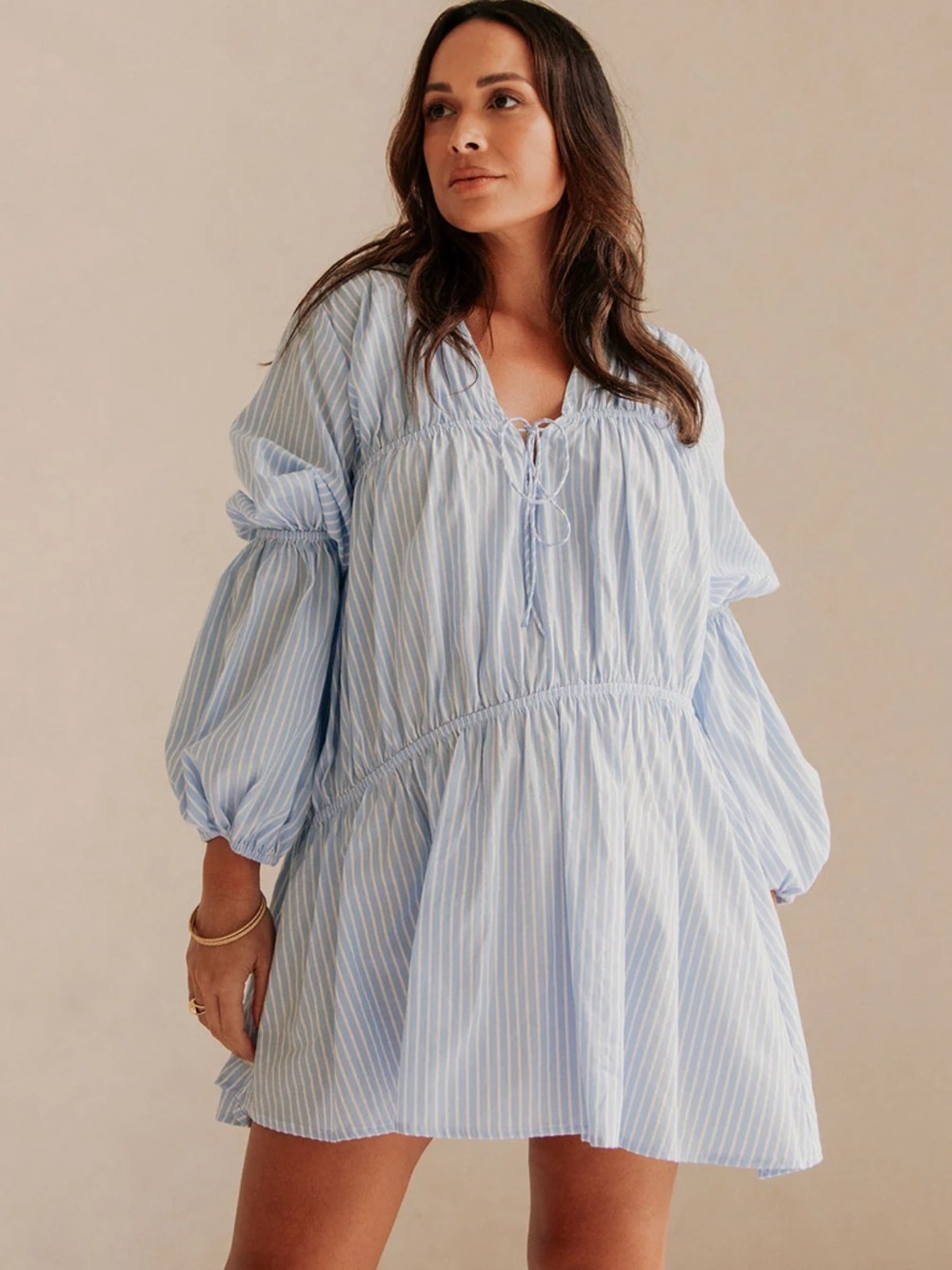 Sabo Skirt Naloo Blue & White Striped Mini Dress